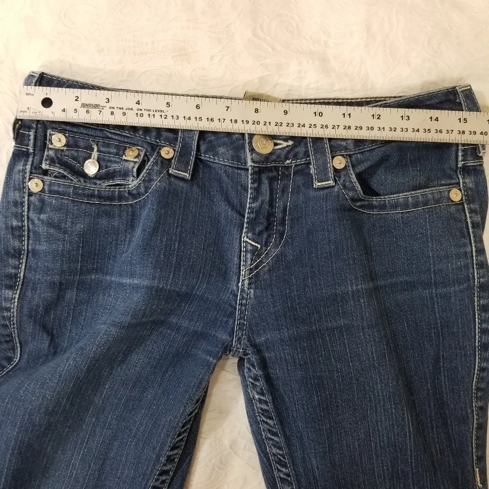 TRUE RELIGION Becky Sz 29 jeans crystal bling Jeans made in USA  flap Pocket Y2k - Picture 14 of 16
